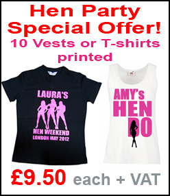 10 Hen Party Tees or Vests